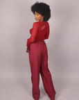 Maglia in pizzo bordeaux