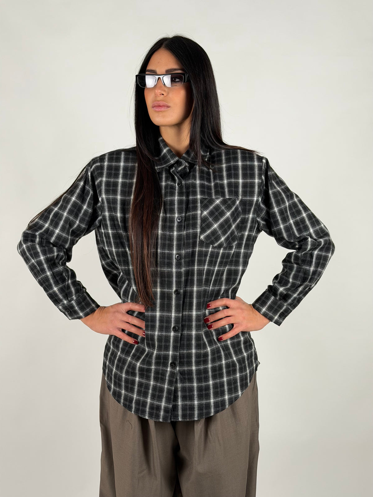 Camicia a quadri ￼nera