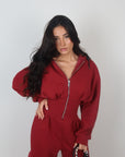 Jumpsuit cargo bordeaux