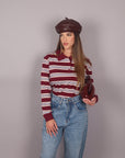 Polo a righe variante bordeaux