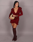 Mini dress drapping bordeaux