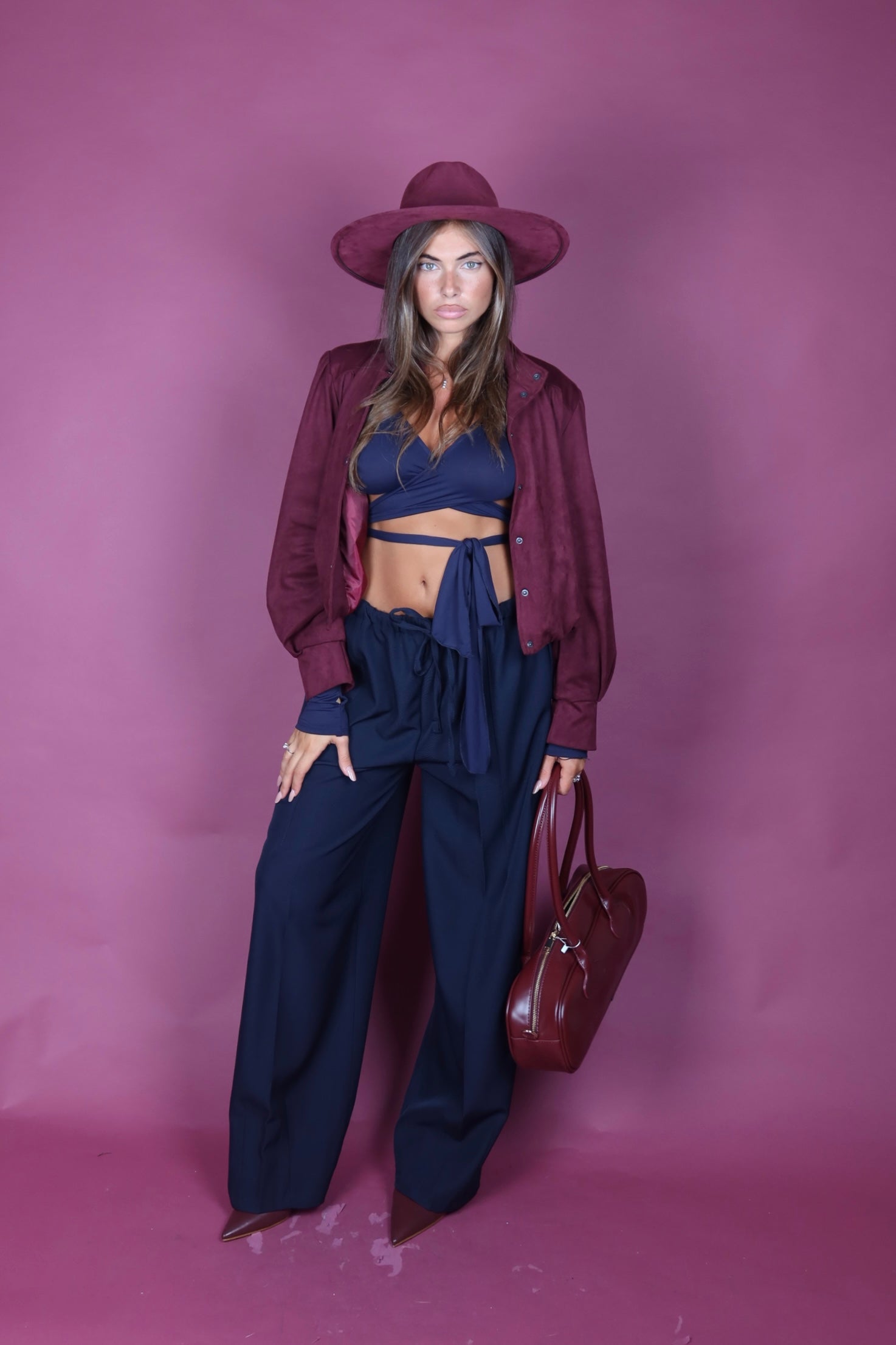 Giacca Zoe in camoscio bordeaux