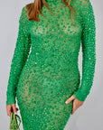 Long dress luxury diamond green