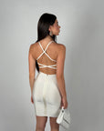 Mini dress bandage scollo sul retro bianco