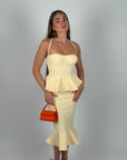 Midi bandage con balze giallo