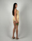 Mini dress cut out beige
