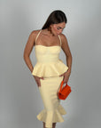 Midi bandage con balze giallo