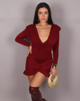 Mini dress drapping bordeaux