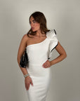 Dress bandage monospalla con rouches