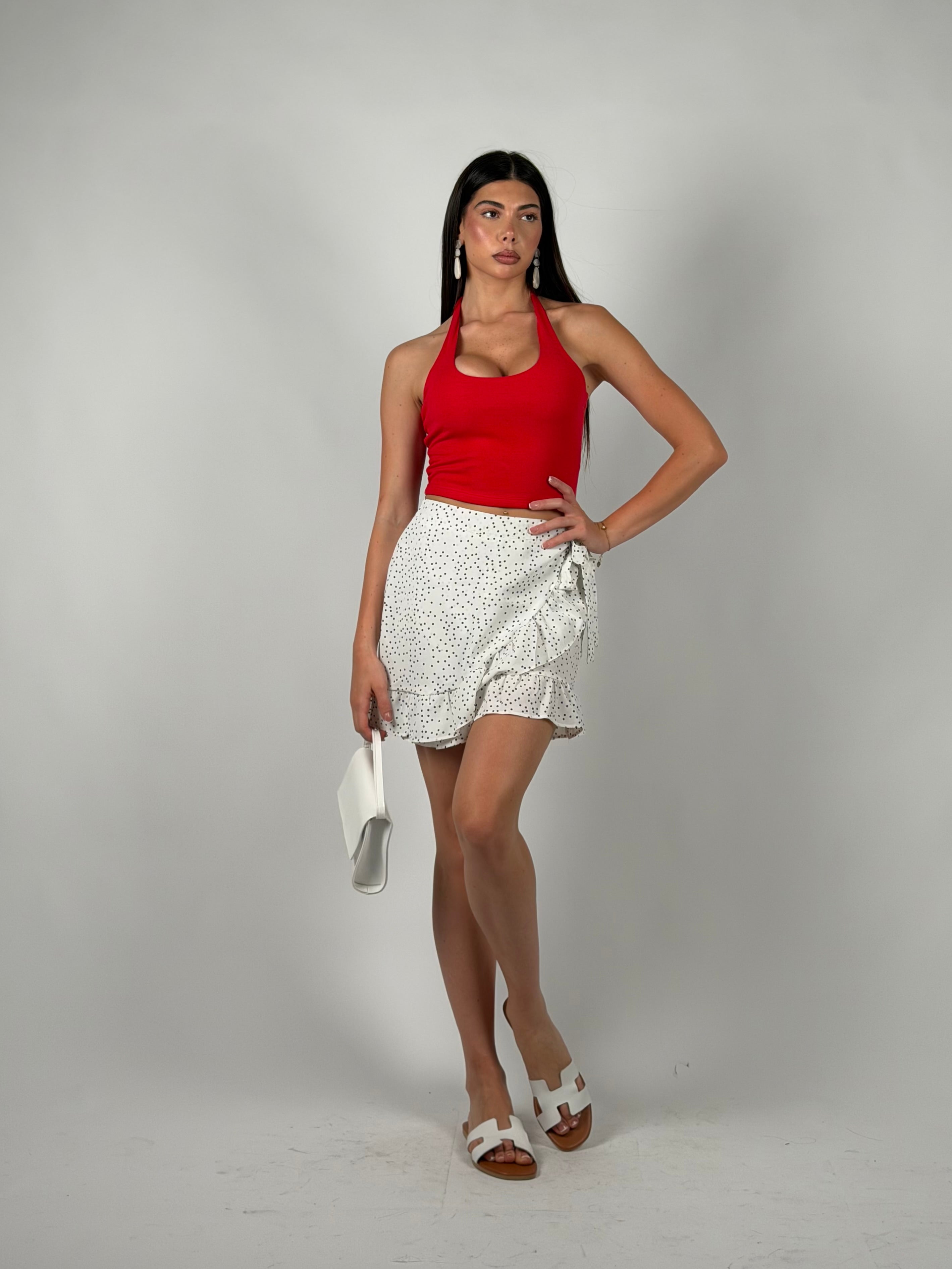 Top basic scollo America rosso