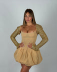 Mini dress balloon con copri spalle oro