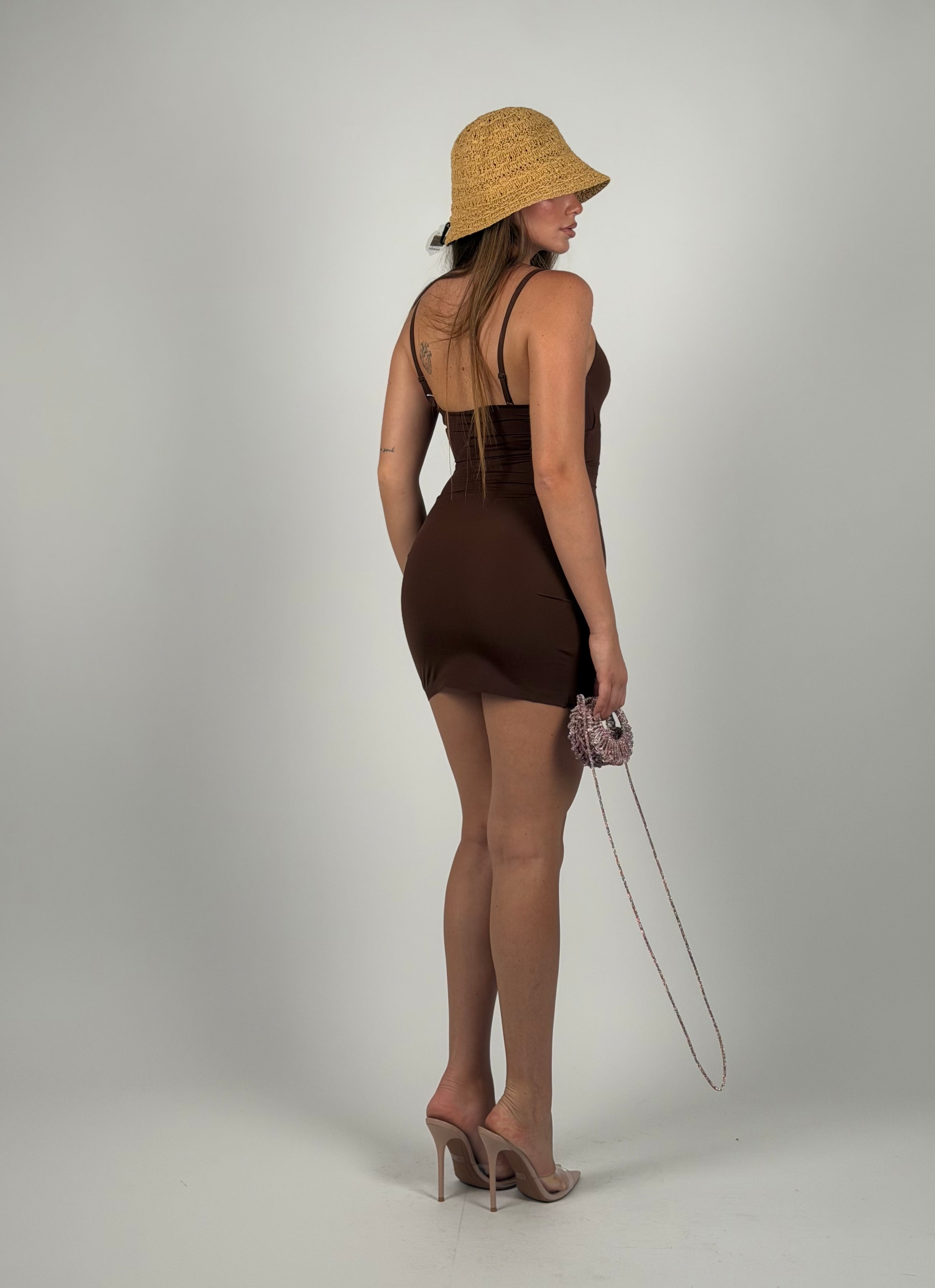 Mini dress contenitivo marrone