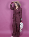 Pantalone bea gessato bordeaux