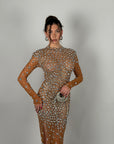 Long dress luxury Nude/argento