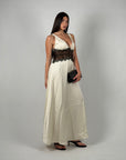 Dress in raso e pizzo panna/nero