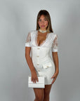 Mini dress bandage e pizzo bianco