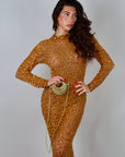 Long dress luxury diamond gold