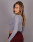 Maglia Crop a costine grigio