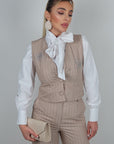 Pantalone chris gessato palazzo beige