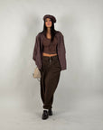 Pantalone zip brown