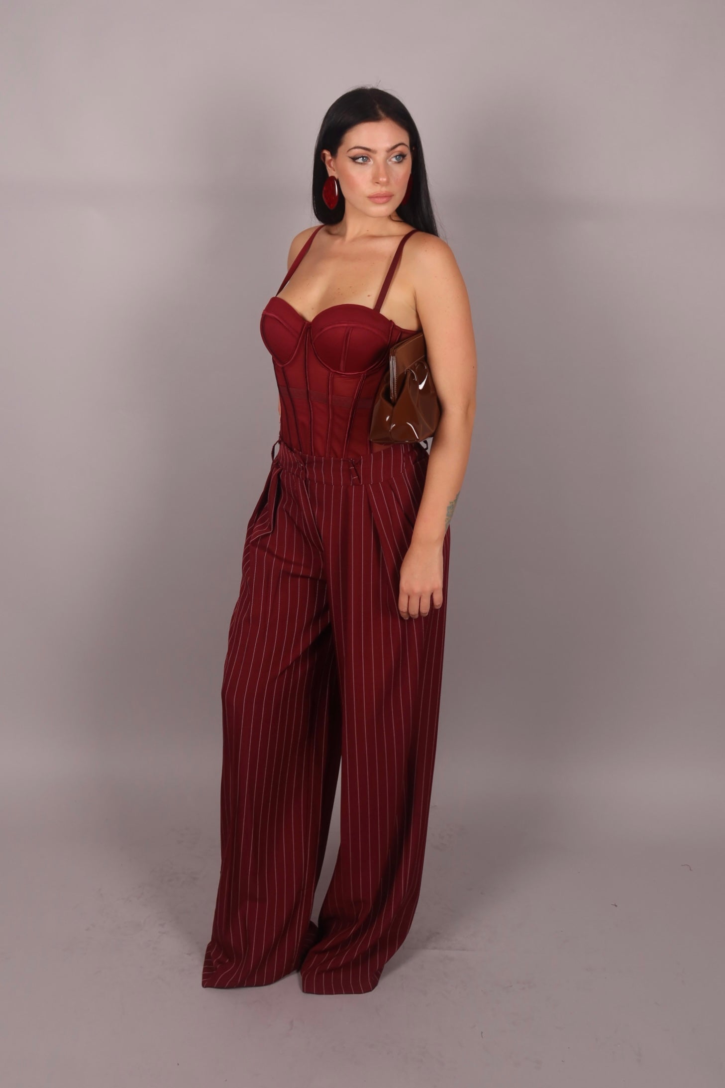 Tailleur doppiopetto gessato Bordeaux avvitato