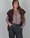 Gilet in pelle bordeaux
