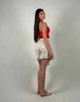 Top basic scollo America rosso