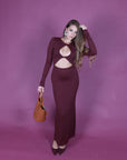 Dress cut out bordeaux