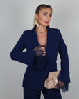 Blazer Serena con inserti in pizzo blu navy