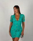 Mini dress bandage e pizzo verde