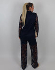 Blazer in pizzo blu