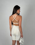 Mini dress bandage scollo sul retro bianco