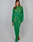 Long dress luxury diamond green