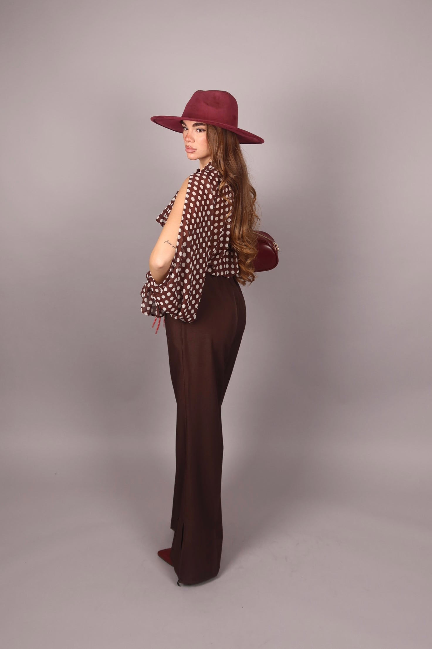 Tailleur con cintura Brown