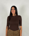 Maglia mezza manica marrone