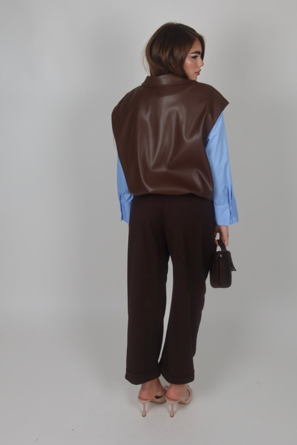 Gilet in pelle Brown