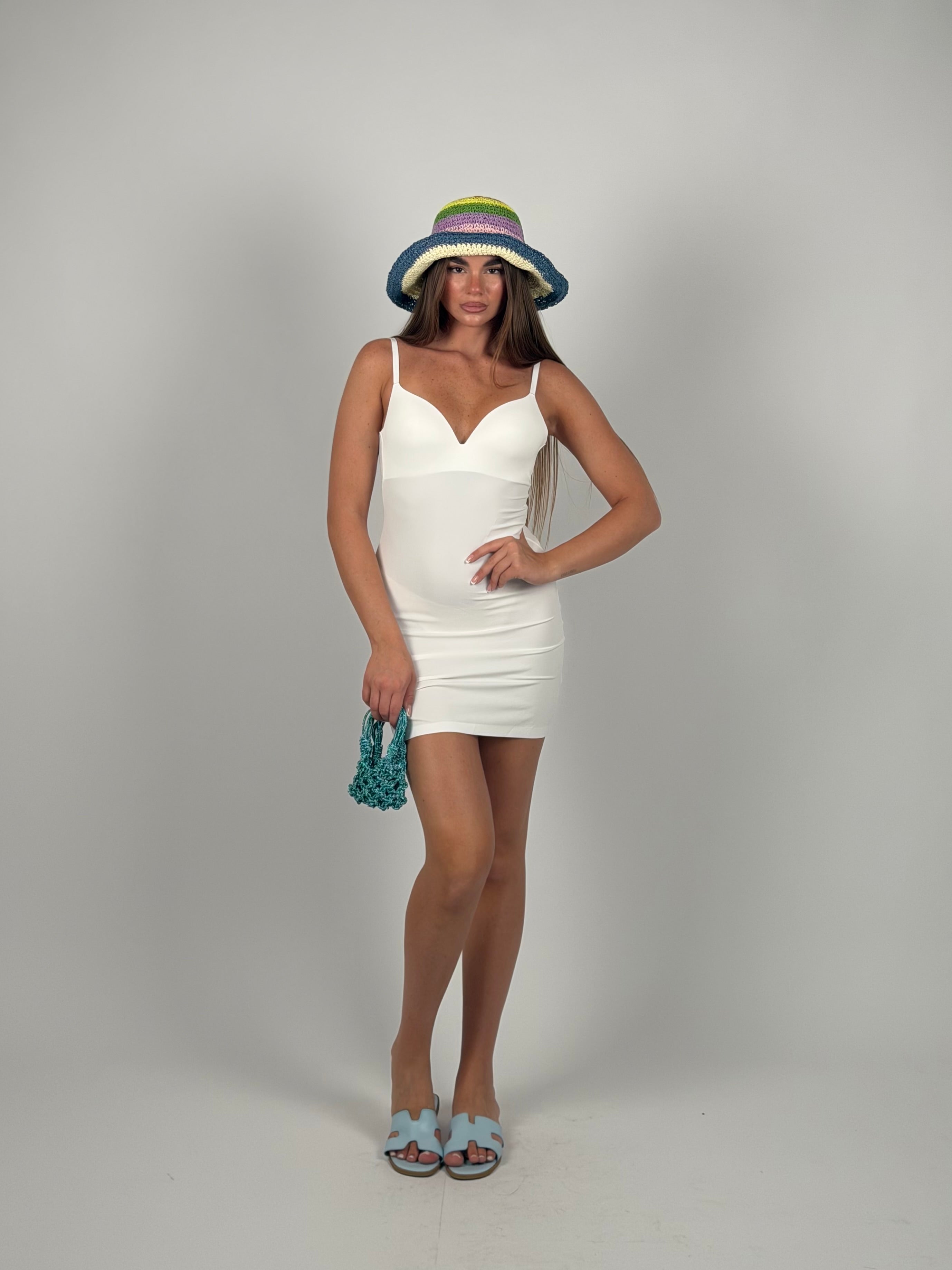 Mini dress contenitivo bianco