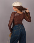 Maglia in pizzo Brown