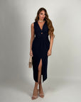 Abito Flora giro manica blu navy