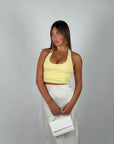 Top basic scollo America giallo