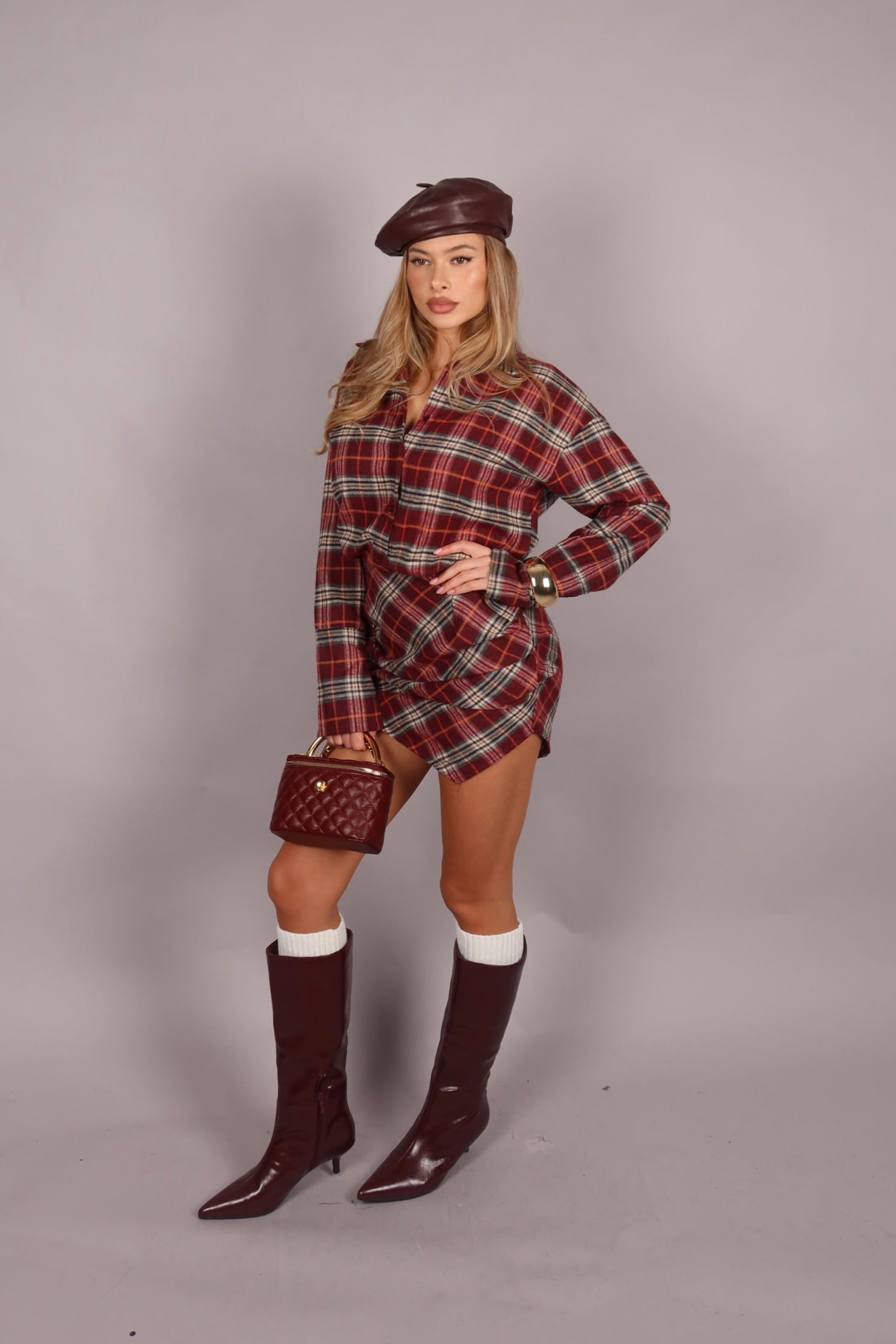 Mini dress Scozia bordeaux