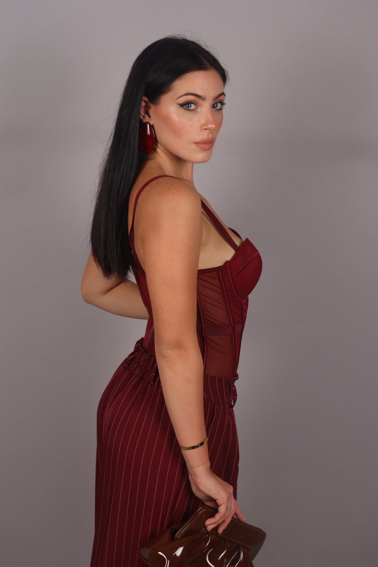 Tailleur doppiopetto gessato Bordeaux avvitato