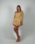 Mini dress balloon con copri spalle oro
