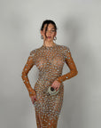 Long dress luxury Nude/argento