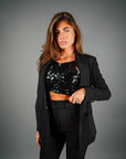 Top in paillettes nero