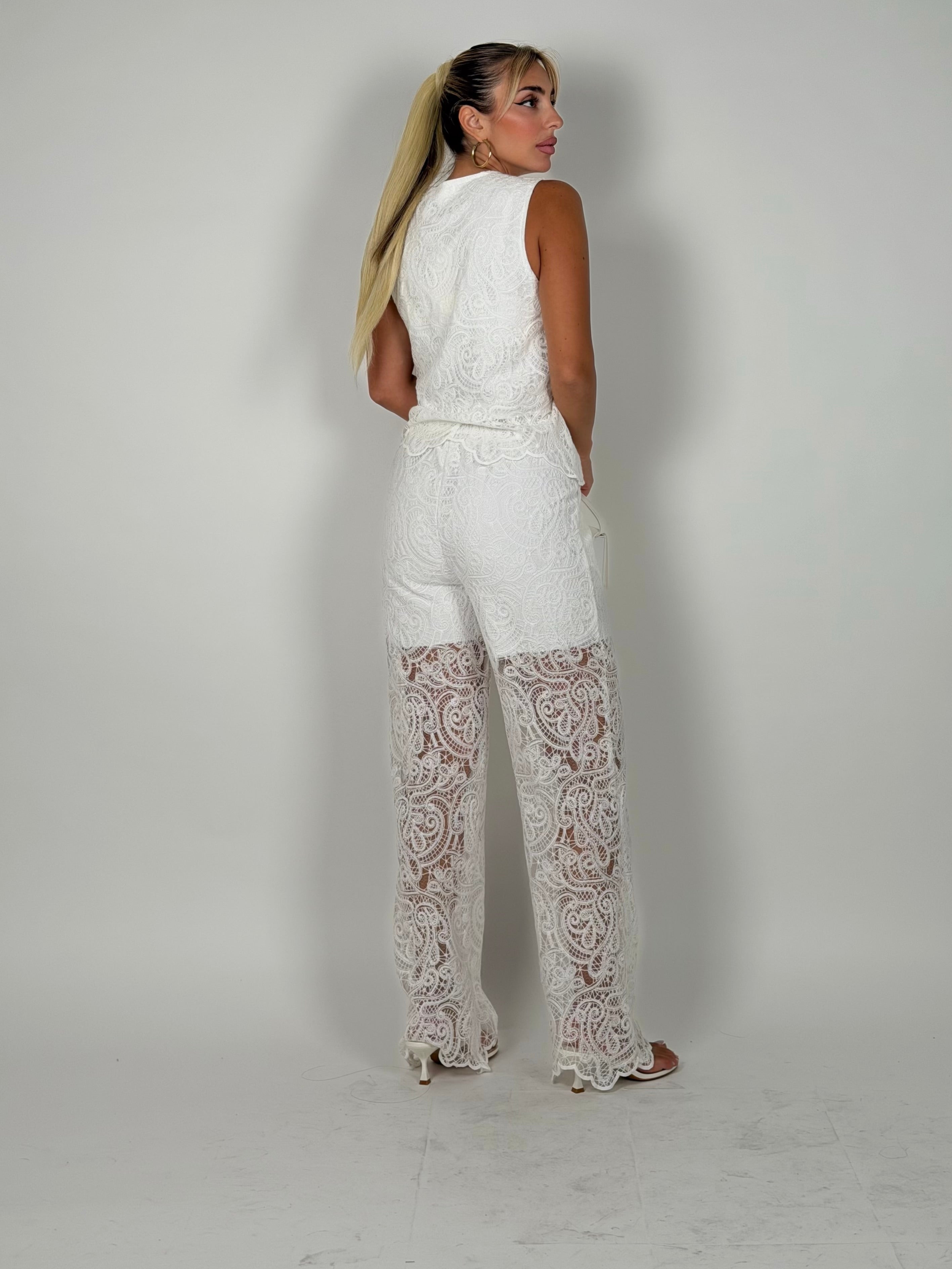 Coordinato melody in pizzo bianco