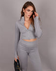 Set yoga con zip grigio