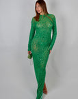 Long dress luxury diamond green