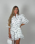 Mini dress balloon pois bianco/nero