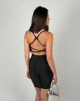 Mini dress bandage scollo sul retro nero